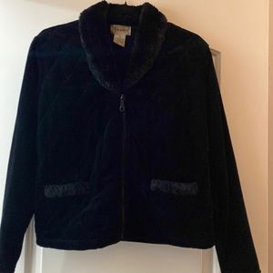 Abraxas, Velour jacket and pants, black.  Size Small.
